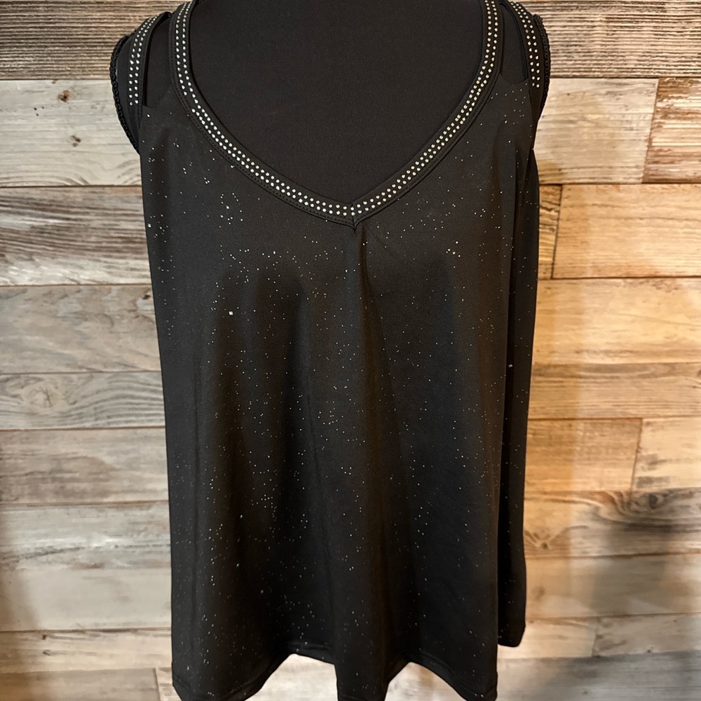 NWOT Elegant Black Rhinestone Tank Top